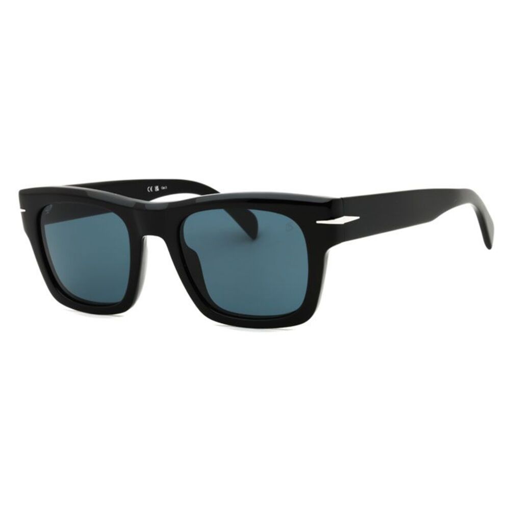 David Beckham Sunglasses Rectangle Full Rim, Black Frame and Blue Lens